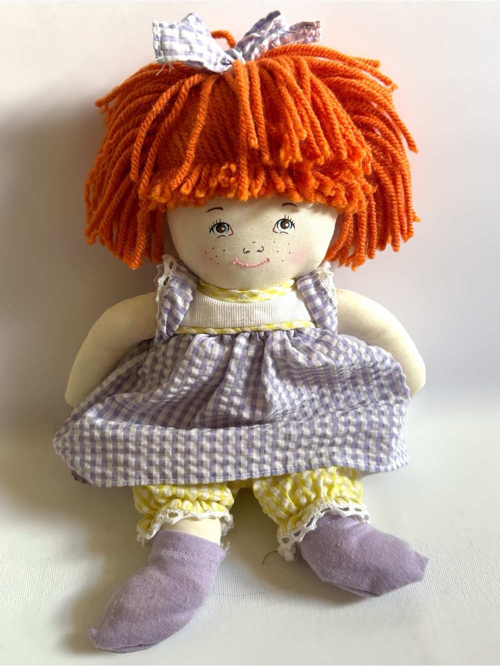 Vintage Dolls By Pauline Reversible Awake Sleeping Face Cloth Rag Doll Redhead